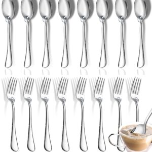 Small Spoons and Forks Set, Set of 16 Top Food Grade Stainless Steel Forks and Spoons Silverware Set, kitchen utensil Dessert Salad Forks (6.7 Inch) and Coffee Dessert Spoons (5.35 Inch) Cutlery Set