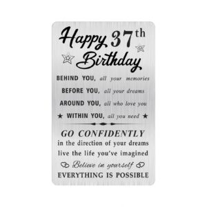 moqiyxl happy 37th birthday card for men women, small engraved wallet card for 37 year old birthday gifts