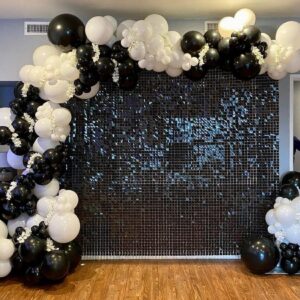 Black and White Balloon Garland Kit, 124Pcs Arch Kit with Confetti White and Black Balloons, Bright Durable Latex Balloons for Birthday, Anniversary, Wedding, Engagement, Graduation, Party Decorations