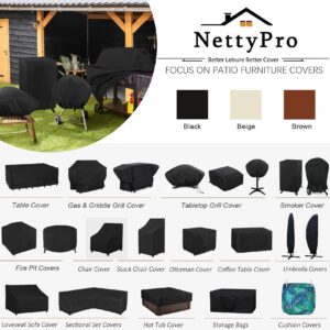 NettyPro Patio Coffee Table Cover Rectangular, Waterproof Outdoor Furniture Small Side Table Cover Rectangle, 48x26x18 inch, Black