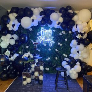 Black and White Balloon Garland Kit, 124Pcs Arch Kit with Confetti White and Black Balloons, Bright Durable Latex Balloons for Birthday, Anniversary, Wedding, Engagement, Graduation, Party Decorations