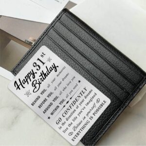 MOQIYXL Happy 31st Birthday Card for Men Women, Small Engraved Wallet Card for 31 Year Old Birthday Gifts