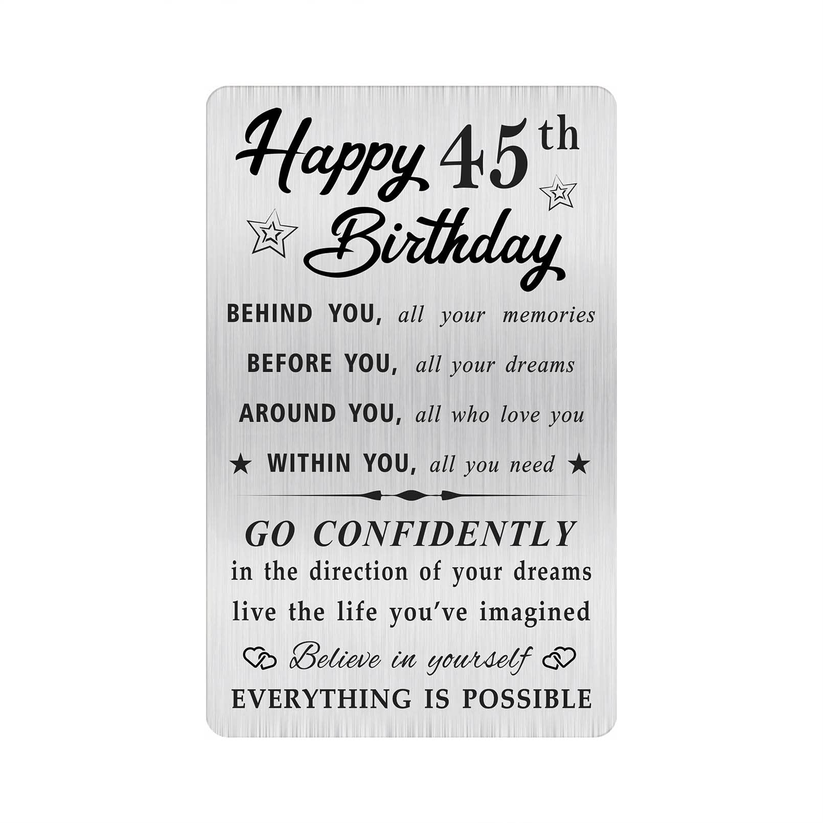 MOQIYXL Happy 45th Birthday Card for Men Women, Small Engraved Wallet Card for 45 Year Old Birthday Gifts