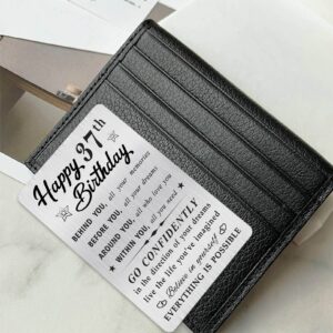 MOQIYXL Happy 37th Birthday Card for Men Women, Small Engraved Wallet Card for 37 Year Old Birthday Gifts