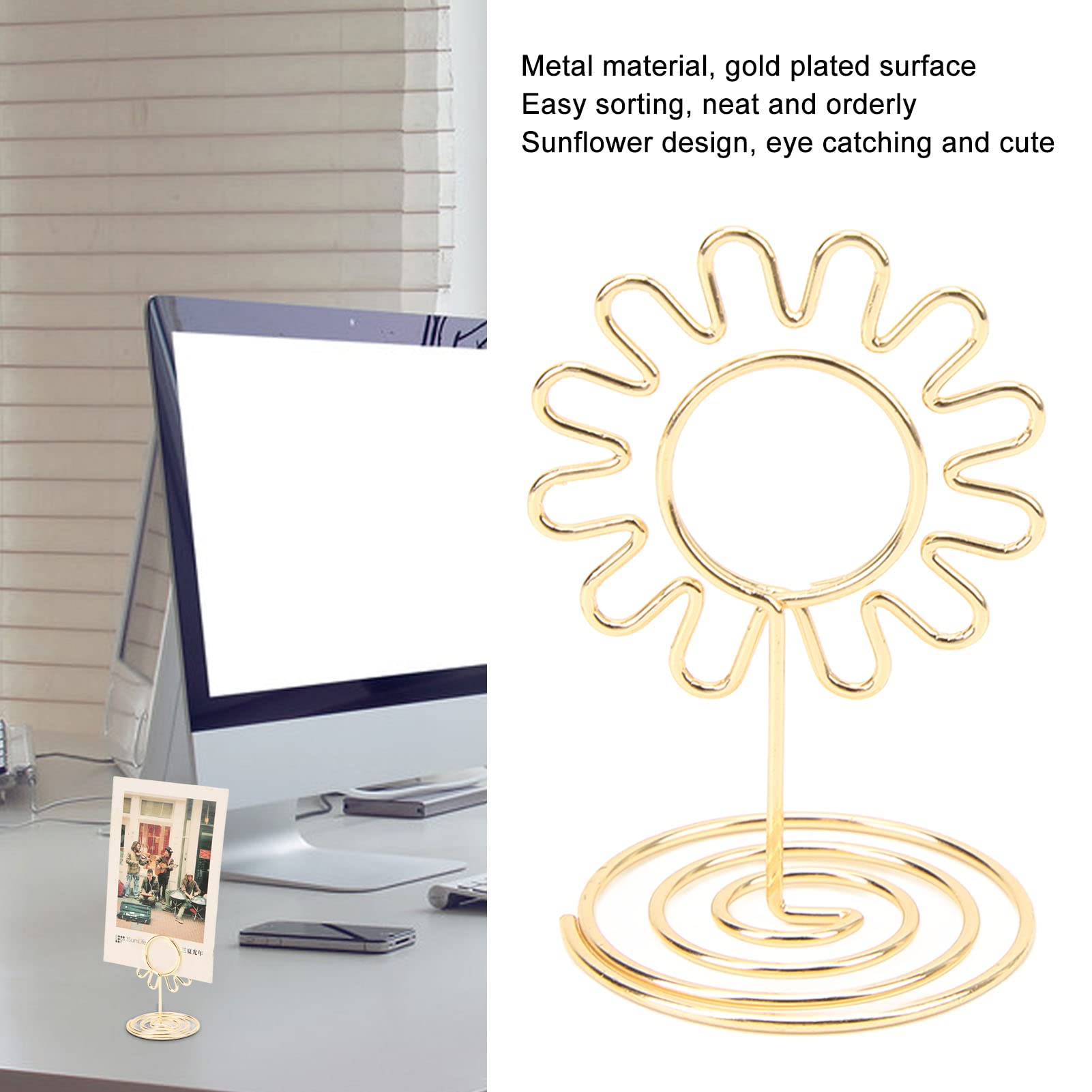 Wire Table Picture Photo Holder,20Pcs Sunflower Place Table Place Card Holder Clip Name Card Holders Picture Photo Holder for Weddings Anniversary Party(Gold)