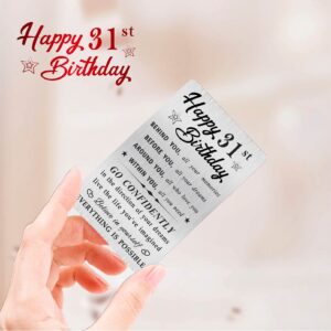 MOQIYXL Happy 31st Birthday Card for Men Women, Small Engraved Wallet Card for 31 Year Old Birthday Gifts