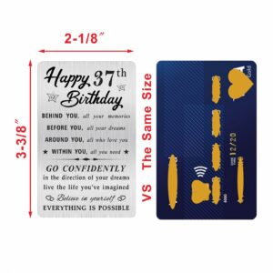 MOQIYXL Happy 37th Birthday Card for Men Women, Small Engraved Wallet Card for 37 Year Old Birthday Gifts