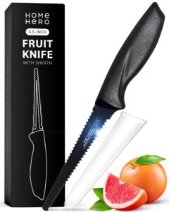 home hero 2 pcs grapefruit knife with sheath - high carbon stainless steel chopping knife with ergonomic handle - razor-sharp multi-purpose kitchen knife for chopping vegetable and cooking