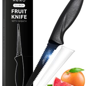 Home Hero 2 Pcs Grapefruit Knife with Sheath - High Carbon Stainless Steel Chopping Knife with Ergonomic Handle - Razor-Sharp Multi-Purpose Kitchen Knife for Chopping Vegetable and Cooking