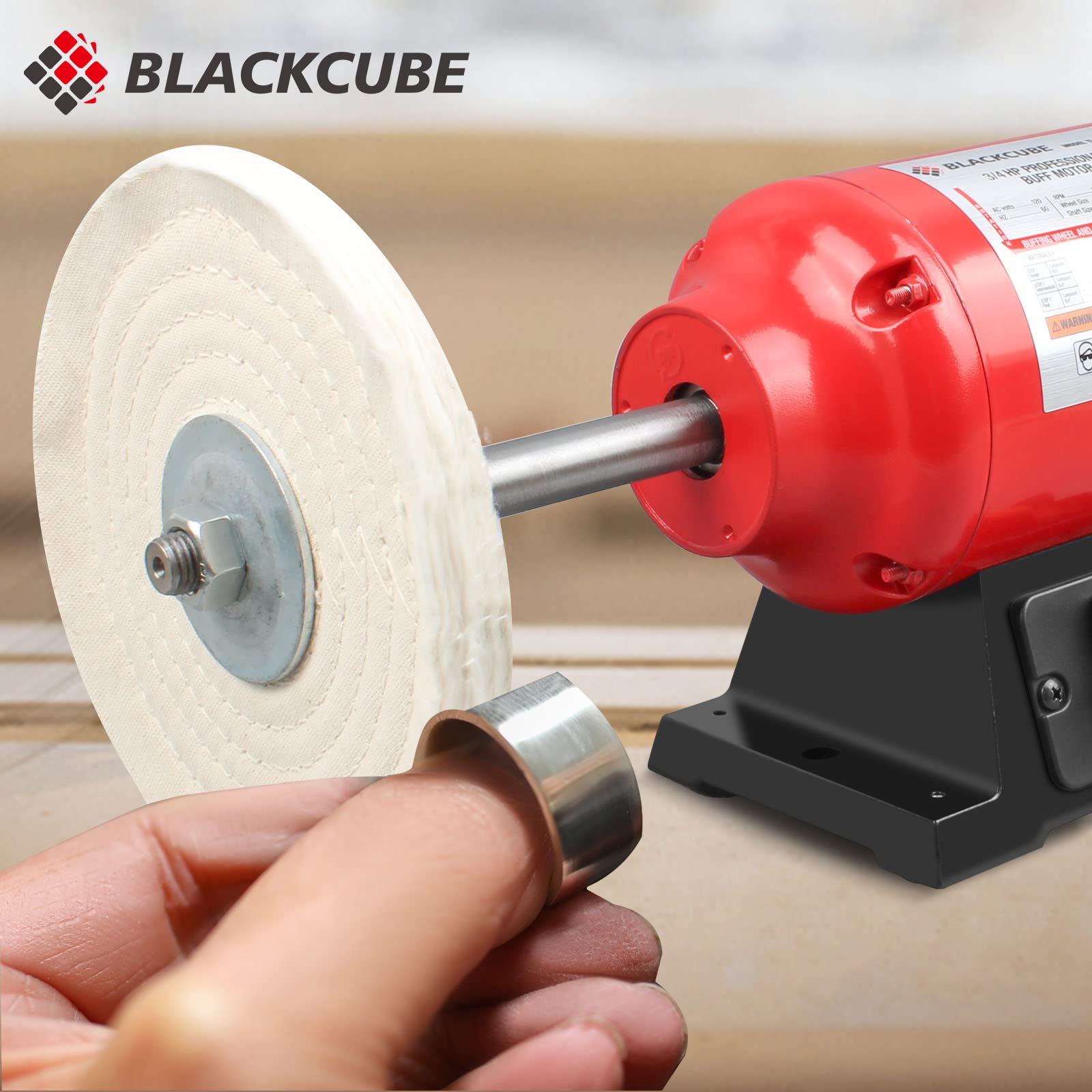 BLACKCUBE Bench Buffer Polisher Motor with 8 Inch Dual Buffering Wheels, Benchtop Polishing Machine for Jewelry, Metal, Wood, Plastic and Knife Sharpening