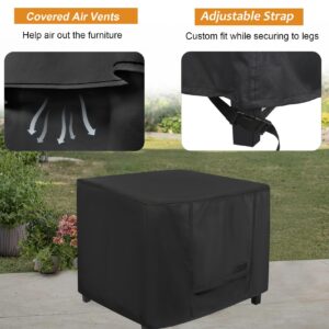 NettyPro Waterproof Patio Ottoman Cover Square Outdoor Furniture Side Table Cover, 24L x 24W x 20H inch, Black