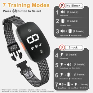 Anti Dog Bark Collar, Training & Behavior Aids, Ipx6 Waterproof and Rechargeable Smart Electric No Bark Collar with Adjustable Sensitivity for Large Medium Small Dogs