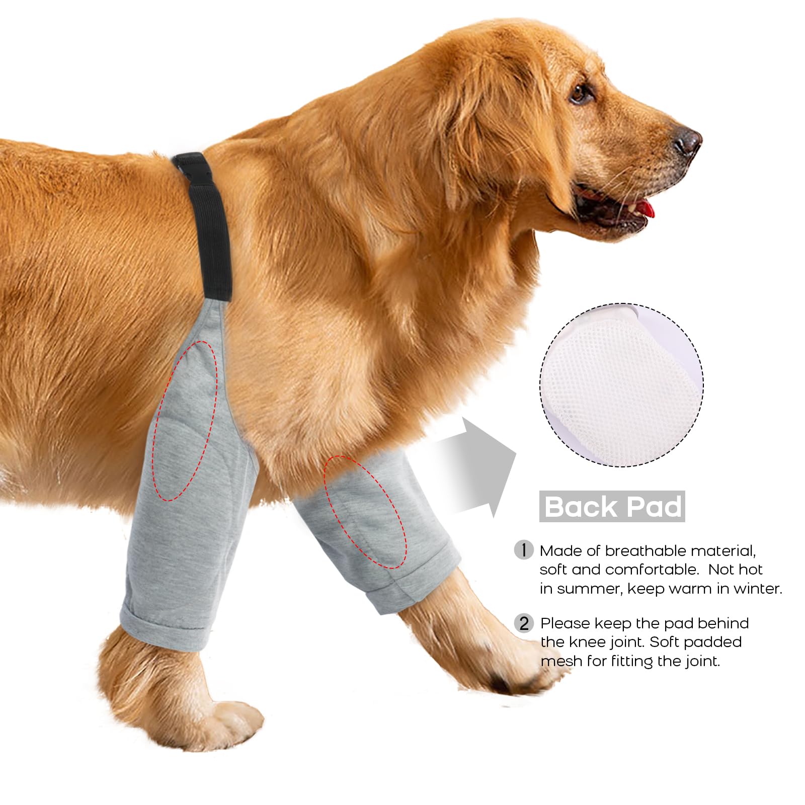 ROZKITCH Dog Surgery Recovery Sleeve for Front Legs, Pet Prevent Licking Wound Elbow Brace Protector, Dog Leg Sleeve to Stop Licking Cone Collar Alternative for Sprain ACL CCL Arthritis Grey 2XL