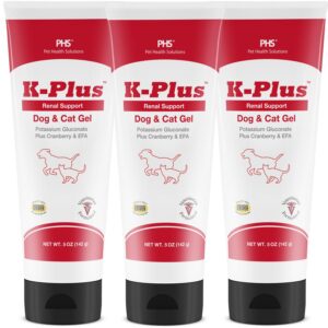 k-plus potassium gluconate renal gel plus cranberry and epa for dogs and cats - veterinarian approved renal supplement - supports potassium balance -(3 pack)