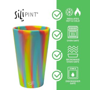 Silipint: Silicone Pint Glasses: 2 Pack -Sugar Rush & Aurora -16oz Unbreakable Cups, Flexible, Sustainable, Hot/Cold, Seasonal Color