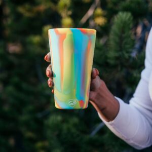 Silipint: Silicone Pint Glasses: 2 Pack -Sugar Rush & Aurora -16oz Unbreakable Cups, Flexible, Sustainable, Hot/Cold, Seasonal Color