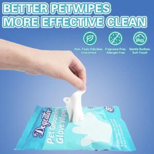 Dogcator Deodorizing Bathing Wipes for Dogs and Cats, Hypoallergenic Dog Glove Wipes for Cleaning | Fragrance Free Natural Puppy Glove Wipes | Soothes Itchy Dry Skin | 32 Count