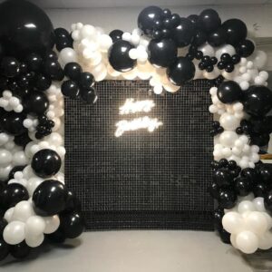 Black and White Balloon Garland Kit, 124Pcs Arch Kit with Confetti White and Black Balloons, Bright Durable Latex Balloons for Birthday, Anniversary, Wedding, Engagement, Graduation, Party Decorations