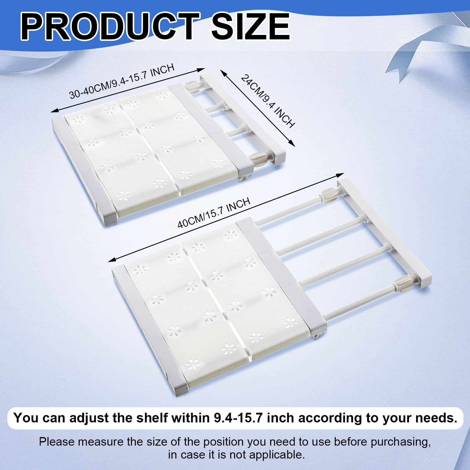 Gerrii 4 Pcs Adjustable Locker Shelf Organizer Scalable Layered Separator Storage Rack Shelf for Expandable Closet Tension Shelf and Rod for Cabinet Wardrobe Cupboard Kitchen Bathroom