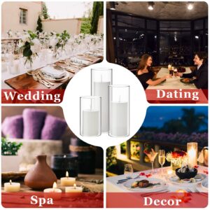 Shihanee 36 Pcs Pillar Candles and Glass Cylinder Vases Cylinder Candle Holders for Slim Pillar Candles Wedding Centerpieces(2.6'' X 4.7'', 5.9'', 7.9'',Clear,White)