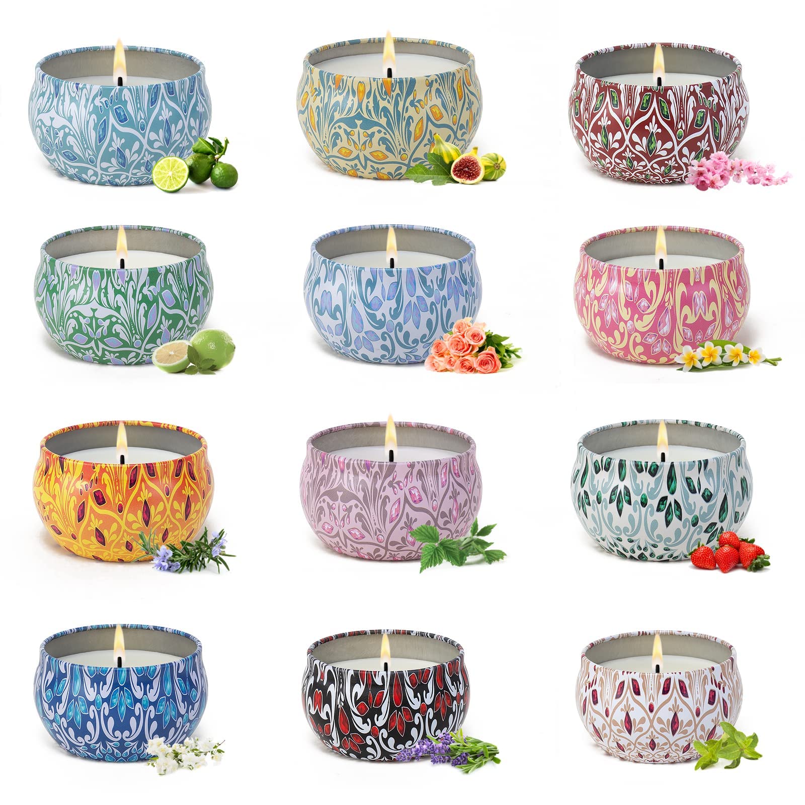 Scented Candles Set Gift, Super Value 12 Pack 2.5 oz Aromatherapy Candles for Home Scented, Natural Soy Portable Small Candles Gifts for Women, 12 Fragrant Candles Set Can Meet Your Various Needs