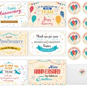 72Sets Employee Anniversary Cards Business Employee Thank You Cards Encouragement Work Team Greeting Cards 6 Different Design Card Notecards Staff Appreciation Anniversary Cards including 36Pcs