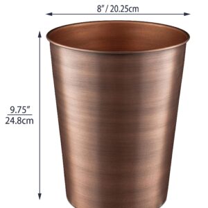 Monarch Abode Handcrafted Metal Wastebasket Trash Can for Home Office Bedroom, Decorative Wastebasket, Modern Bathroom Decor, Durable, Standard, Antique Copper Finish