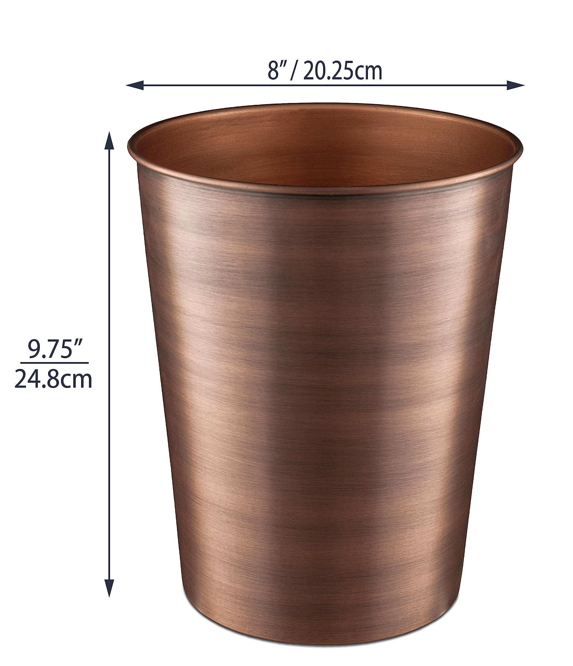 Monarch Abode Handcrafted Metal Wastebasket Trash Can for Home Office Bedroom, Decorative Wastebasket, Modern Bathroom Decor, Durable, Standard, Antique Copper Finish