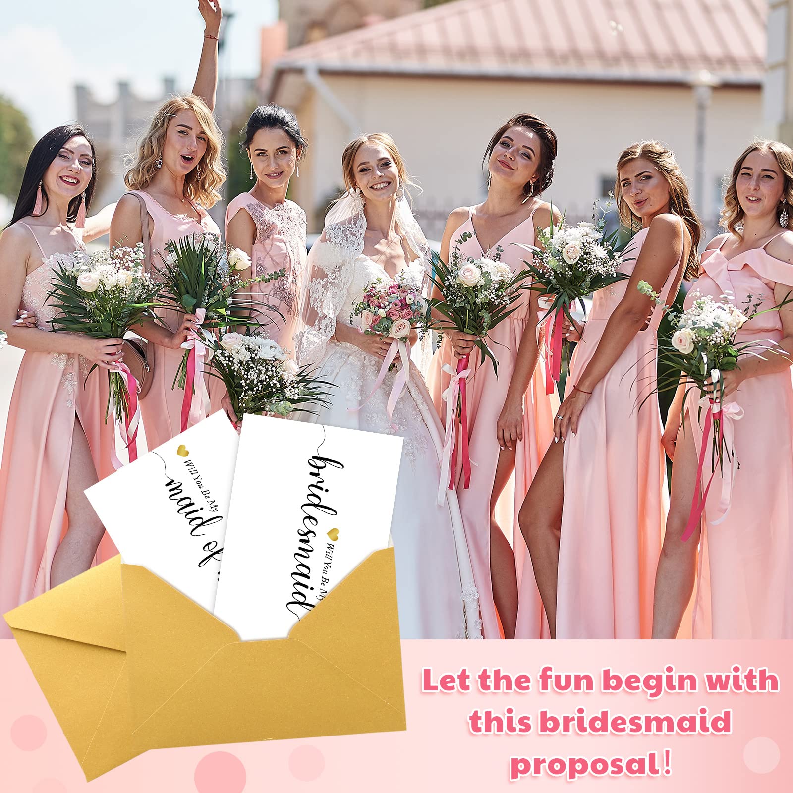 Sabary 10 Pcs Will You Be My Bridesmaid Card Set Bridesmaid Proposal Card with Envelopes and Seals 8 Bridesmaid Cards 1 Maid of Honor Card and 1 Matron of Honor Card Bridesmaid Proposal Gifts