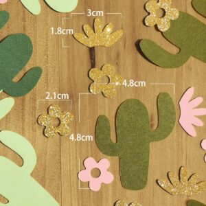 Cactus Paper Confetti Succulent Baby Shower Green Table Decoration Glitter Golden Greenery Scatter Pink Flower Craft Supplies Fiesta Theme Birthday Party Wedding Gift Decor 105 Pcs