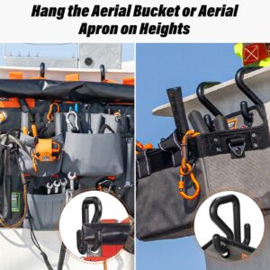 2 Pack Bucket Hooks, Aerial Bucket Hooks, Fits for 2" Aerial-Bucket Lip, Hooks for Aerial Baskets, Lineman Bucket Tool Holder, Attach Tool Bags or Aprons to Buckets, Black