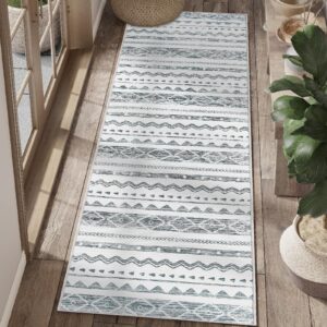 jinchan runner rug - 2x8 moroccan hallway rug kitchen runner rug, ultra-thin washable runner rug, boho rug geometric, non-slip carpet runner for bedroom stairway(2x8ft, charcoal)