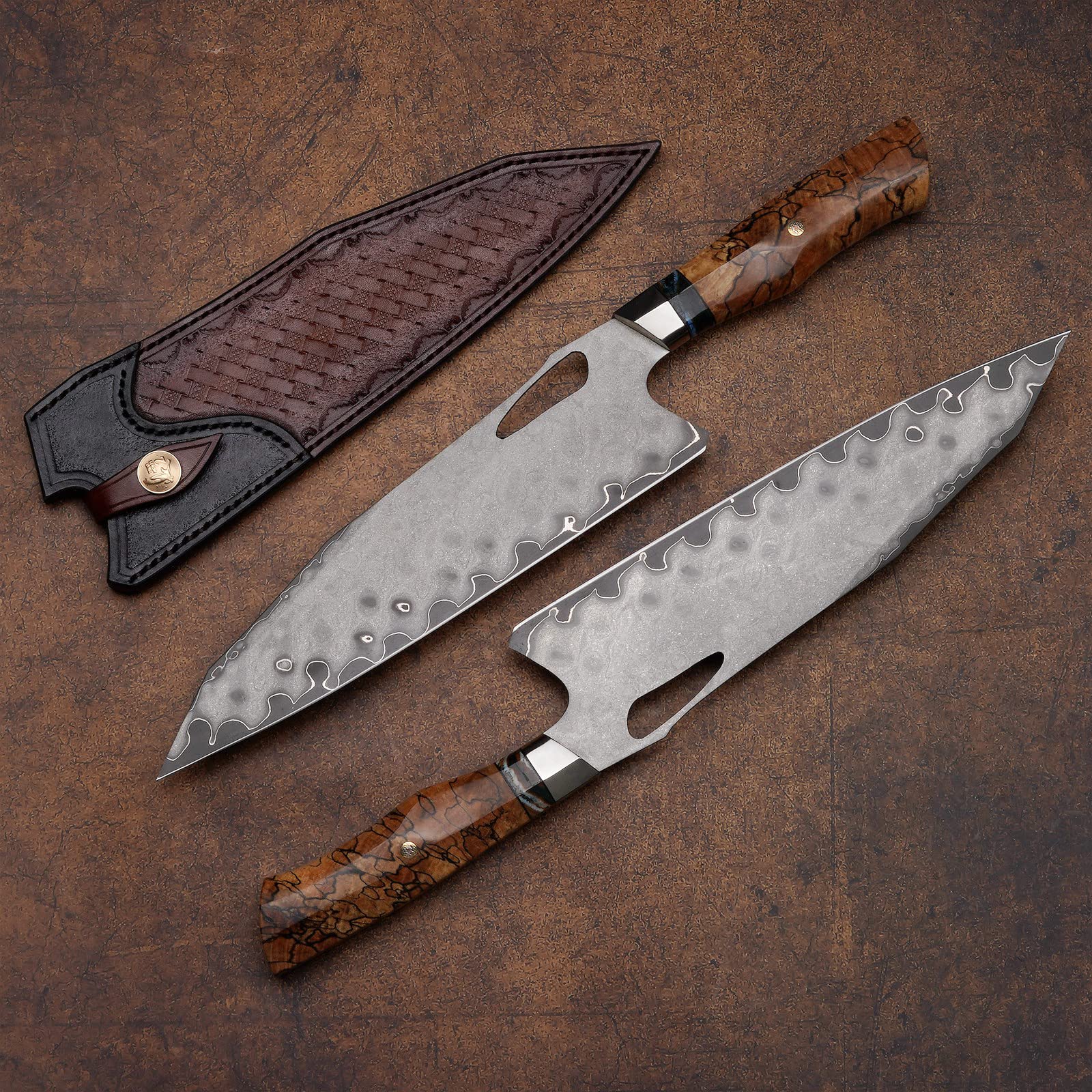 FZIZUO Damascus steel Japanese chef's knife, Skd11 Sanhe Steel professional handmade, very sharp Japanese cleaver, suitable for restaurant kitchen knives and home cooking knives