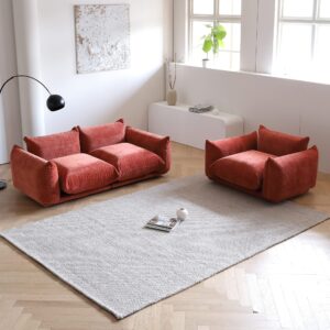 TIFLON Modular Sectional Sofa,77.16inch Minimalist Sofa Couch,Convertible Couch, Lovesofa Chenilleyarn 2 Seat Modern Living Room Sofa Sets for Office House-Red