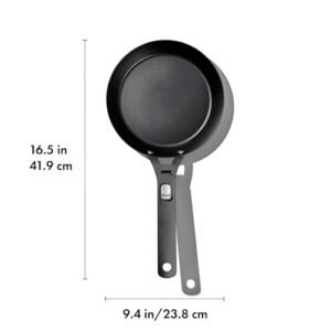 OXO Outdoor Pre-Seasoned Carbon Steel 8" Frying Pan Skillet, Detachable Handle for Easy Storage, Indoor Use, Nonstick with Use, Induction Suitable, Oven & Broiler Safe,Browning, Grill,Sear,Saute,Black