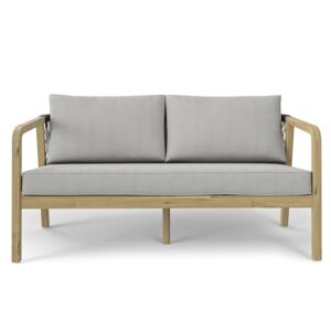 simplihome palmetto 58 inch wide contemporary outdoor sofa in stone grey polyester fabric, fully assembled, for the living room and family room