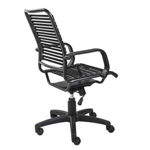 HomeRoots 23.04" X 25.6" X 41.74" Black Flat Bungie Cords High Back Office Chair with Graphite Black Frame and Base