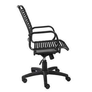 HomeRoots 23.04" X 25.6" X 41.74" Black Flat Bungie Cords High Back Office Chair with Graphite Black Frame and Base