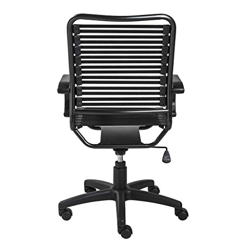 HomeRoots 23.04" X 25.6" X 41.74" Black Flat Bungie Cords High Back Office Chair with Graphite Black Frame and Base