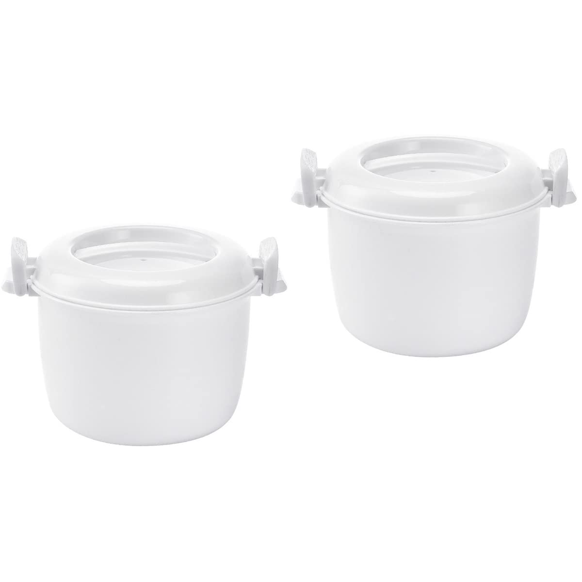 Microwave Rice Cooker Rice Steamer:2pcs Round Microwave Food Container Microwaveable Rice Pasta Cooker Microwave Rice Steamer for Rice Chicken Pasta