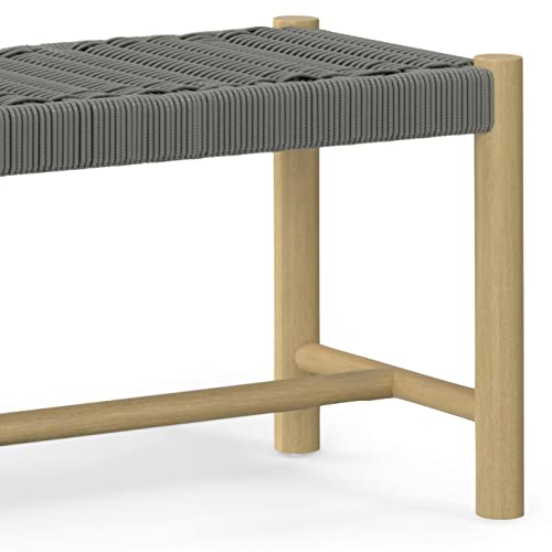 SIMPLIHOME Dahlia SOLID ACACIA WOOD 46 Inch Contemporary Outdoor and Indoor Bench in Grey, For the Garden