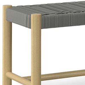 SIMPLIHOME Dahlia SOLID ACACIA WOOD 46 Inch Contemporary Outdoor and Indoor Bench in Grey, For the Garden