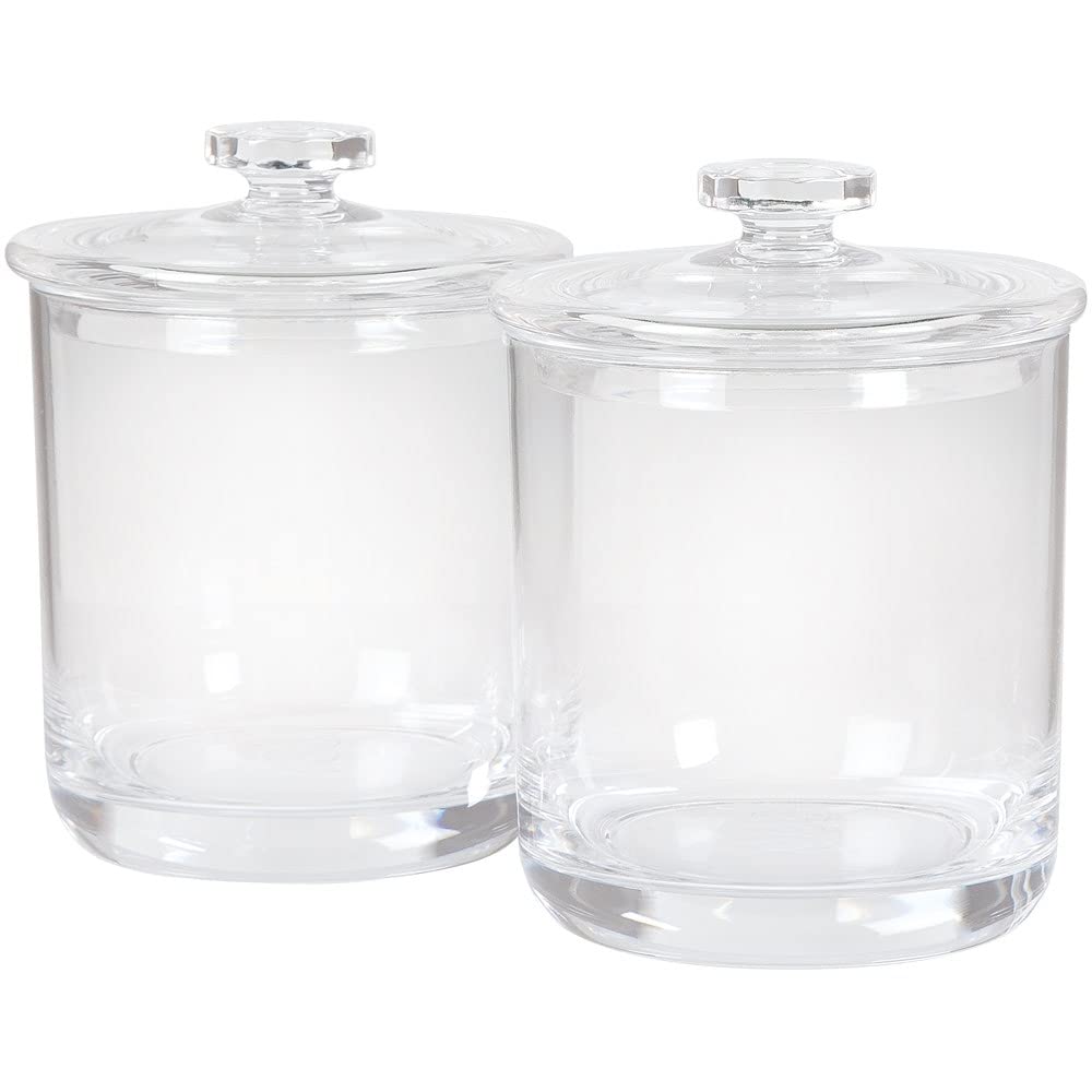 ForPro Professional Collection Acrylic Apothecary Jars with Lids, Set of 2 15 Oz Storage Containers for Bathroom, Kitchen and Office, 4.5" x 3.5"