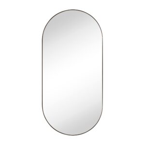 EGHOME Oil Rubbed Bronze Oval Recessed Bathroom Medicine Cabinet with Mirror Stainless Steel Metal Framed Oblong Pill Shaped Bathroom Cabinet with Mirror 16x33''