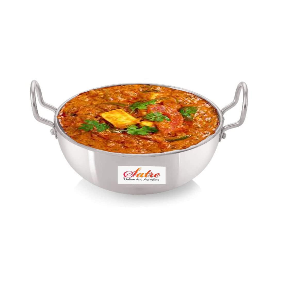 Satre Online and Marketing Induction Base Aluminium Kadai No.12 with Steel Handle, Medium Size Frying Pan, 4 MM thickness-Silver