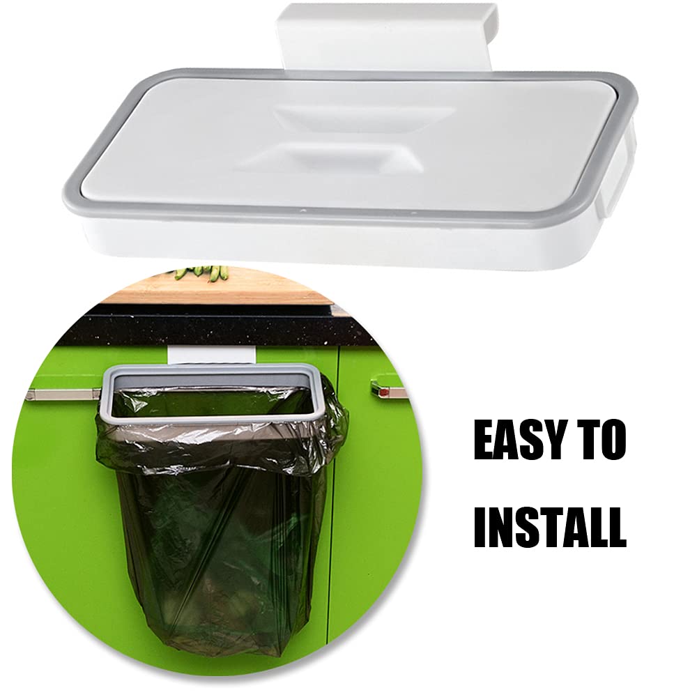 YUANGUNGUN Portable Trash Bag Holder, Garbage Holder with Removable Lid&Clip That Can Attach to Any Door DrawerGarbage Storage(1 pcs)