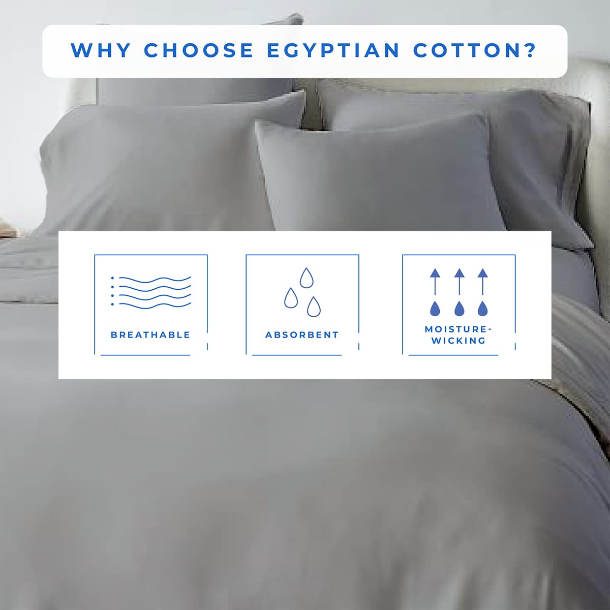 Kotton Culture 100% Egyptian Cotton 1 Piece Luxury Duvet Cover Set - 1200 Thread Count - Soft Duvet Cover with Zipper and Corner Ties - Sateen Weave Oversized King Size - Silver