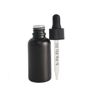 BEGIKET 12 Pack 1oz Black Coated Glass Dropper Bottle,30ml Frosted Black Glass Bottles with Eye Droppers,for Essential Oils,Leakproof Travel Bottles, Oil Bottles for Hair