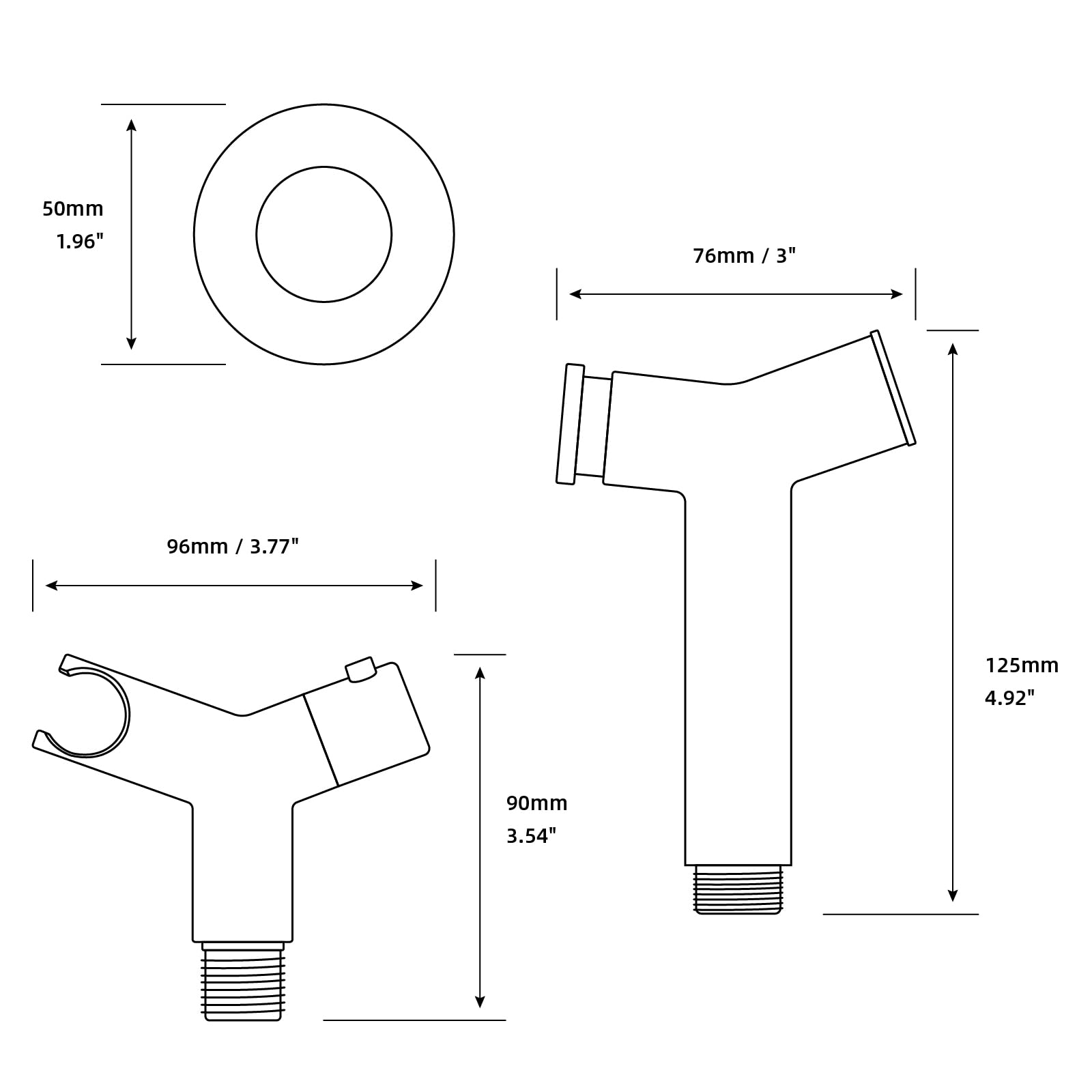 TRUSTMI Handheld Bidet Sprayer Toilet Single Hole Wall Mount Baby Diaper Douche Kit Push Button Spray Head and Y-Shape Brass Valve with Holder, Matte Black