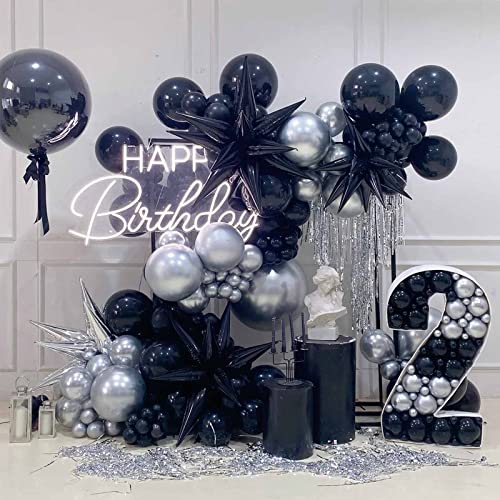 Black Star Balloons, 40 Pcs Starburst Balloon Thickened, 28 Inch Star Explosion Foil Balloons Metallic for Birthday Graduation Baby Shower Wedding Anniversary Backdrop Decorations Party Supplies